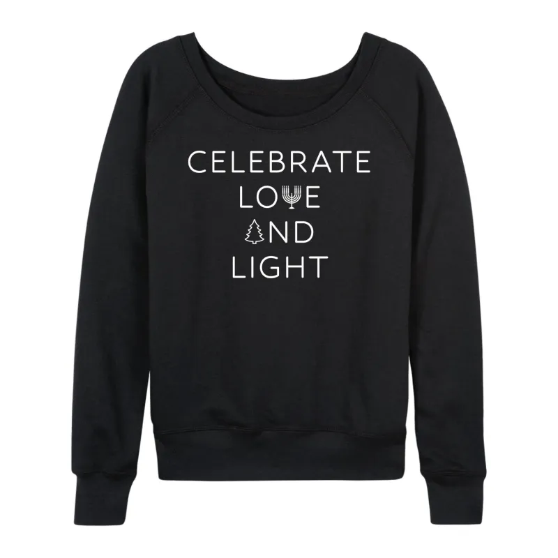 Instant Message - Celebrate Love And Light - Women's French Terry Long Sleeve Pullover sold by Zulily