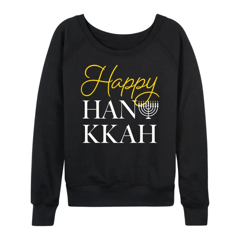 Instant Message - Happy Hanukkah - Women's French Terry Long Sleeve Pullover sold by Zulily