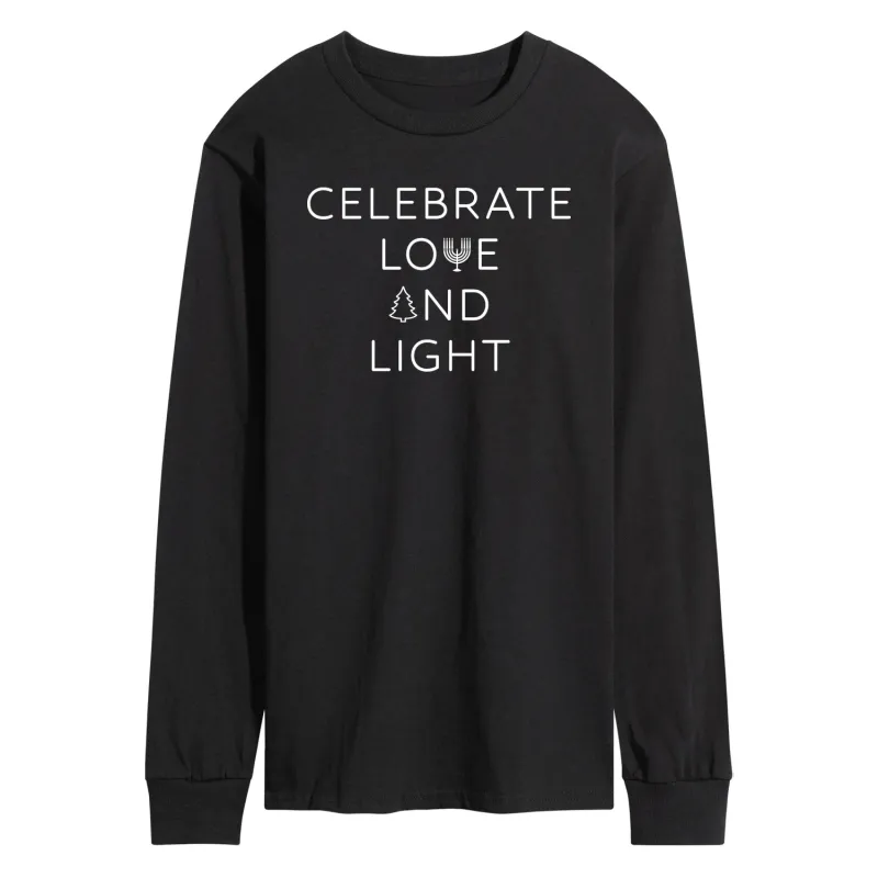 Instant Message - Celebrate Love And Light - Men's Long Sleeve Graphic T-shirt sold by Zulily