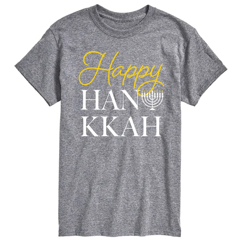 Instant Message - Happy Hanukkah - Men's Short Sleeve Graphic T-shirt sold by Zulily