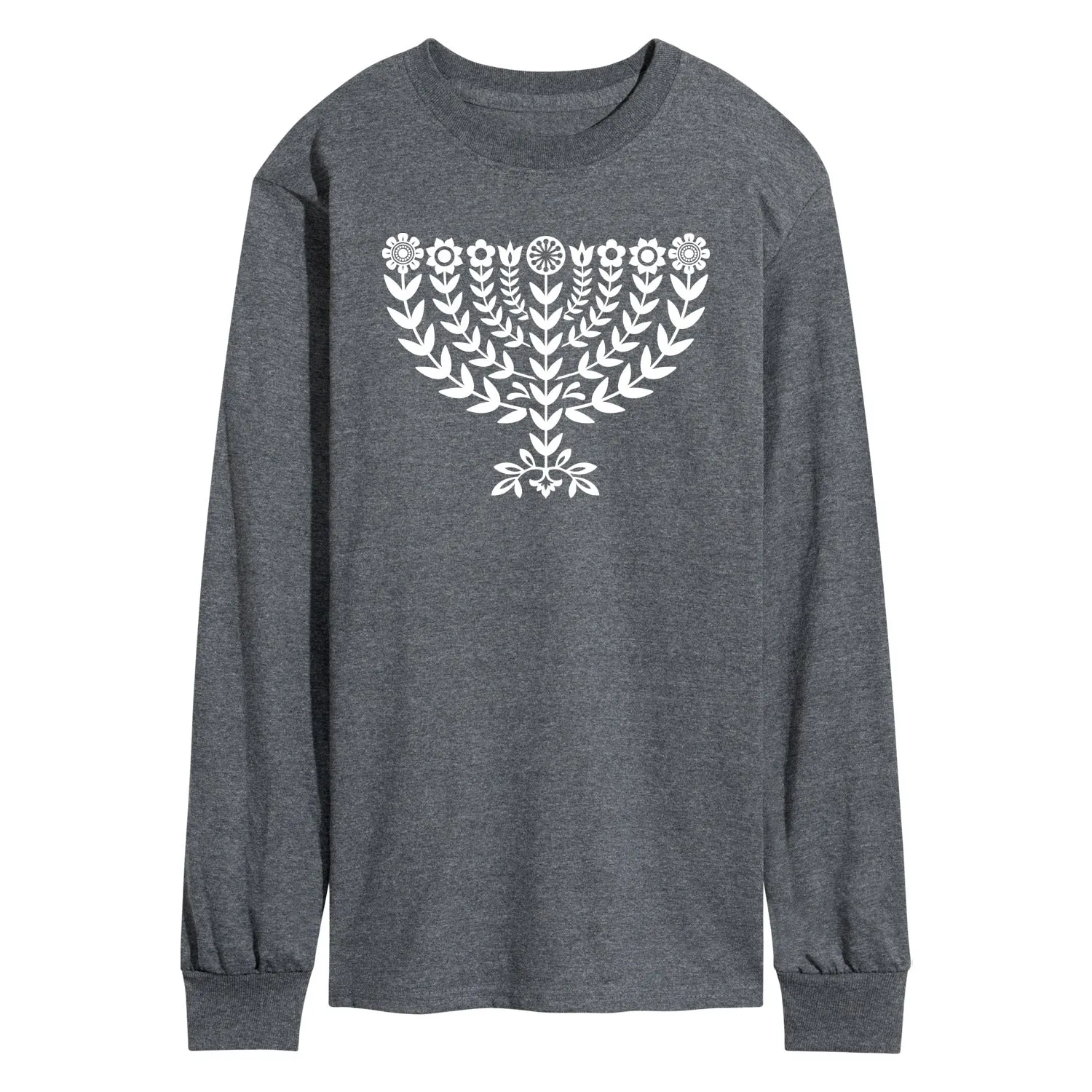 Instant Message - Floral Menorah - Men's Long Sleeve Graphic T-shirt sold by Zulily product image thumbnail 2