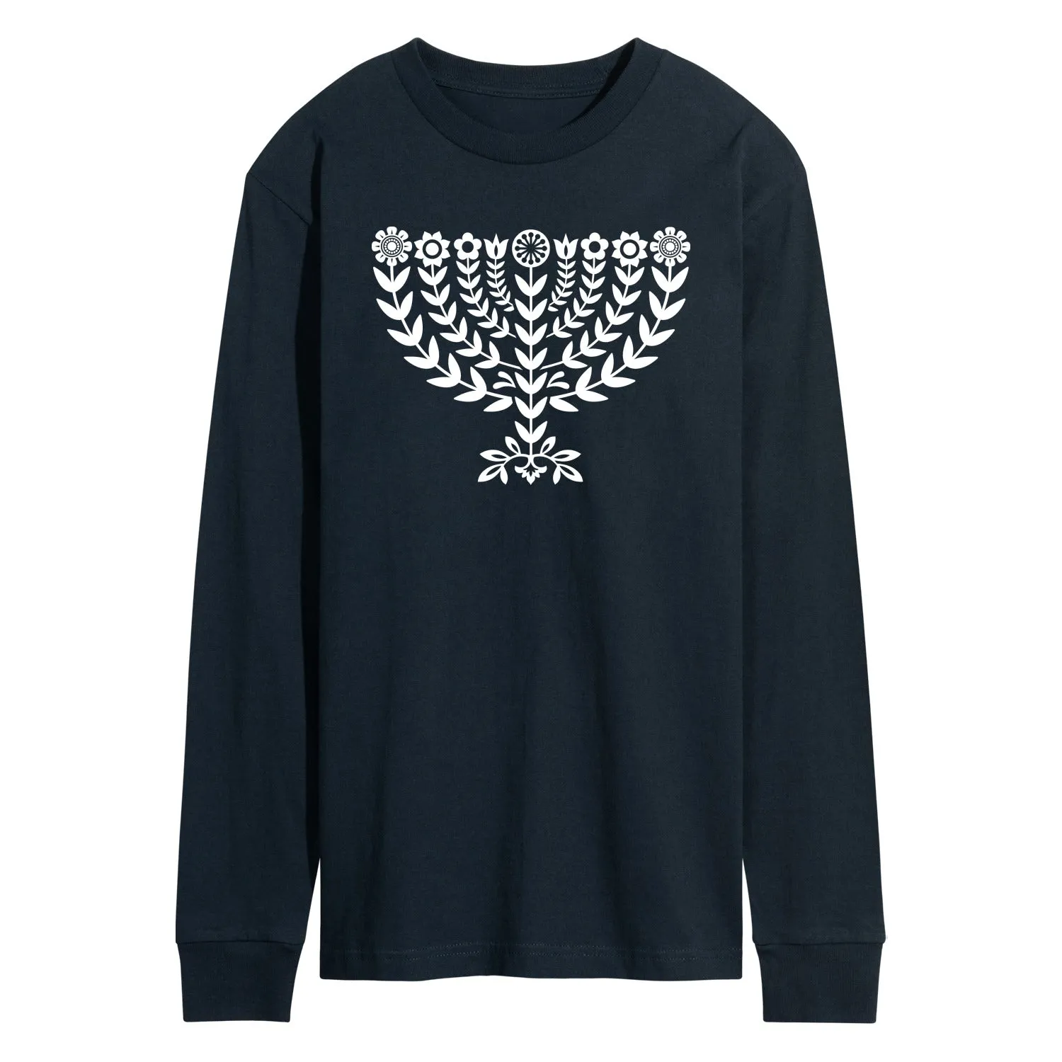 Instant Message - Floral Menorah - Men's Long Sleeve Graphic T-shirt sold by Zulily product image thumbnail 3