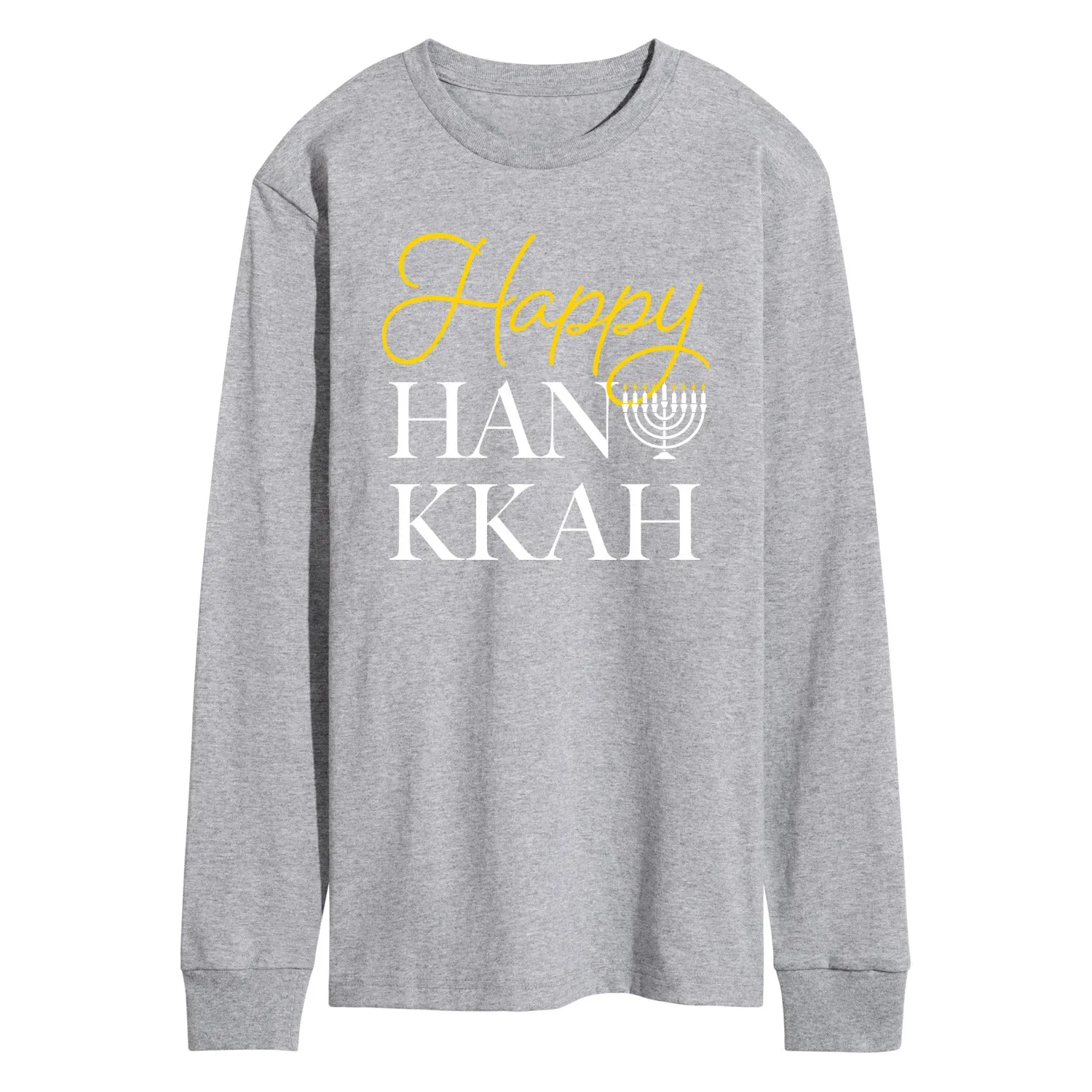 Instant Message - Happy Hanukkah - Men's Long Sleeve Graphic T-shirt sold by Zulily