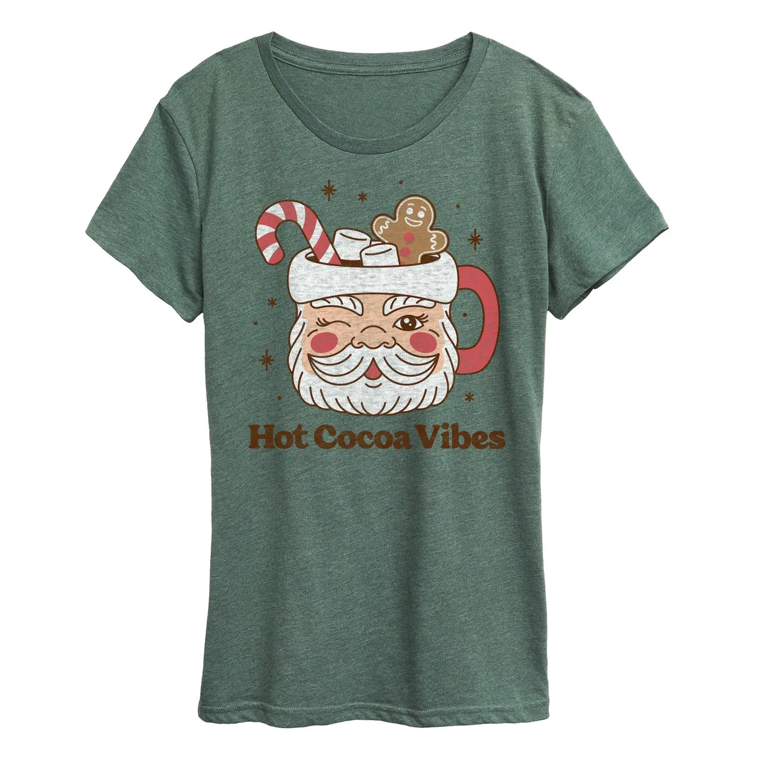 Instant Message - Hot Cocoa Vibes Retro Santa Mug Christmas- Women's Short Sleeve Graphic T-Shirt sold by Zulily product image thumbnail 3
