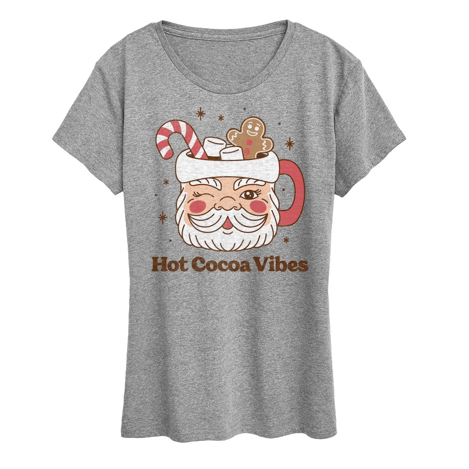 Instant Message - Hot Cocoa Vibes Retro Santa Mug Christmas- Women's Short Sleeve Graphic T-Shirt sold by Zulily product image thumbnail 2