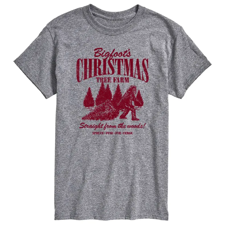 Instant Message - Bigfoots Christmas Tree Farm - Men's Short Sleeve Graphic T-Shirt made by Zulily