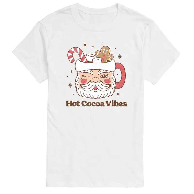 Instant Message - Hot Cocoa Vibes Retro Santa Mug - Men's Short Sleeve Graphic T-shirt sold by Zulily