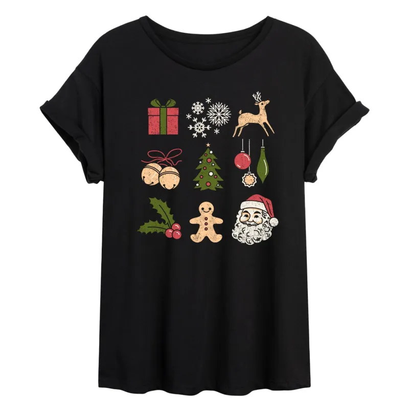 Instant Message - Christmas Icon Grid - Womens Graphic T-shirt sold by Zulily