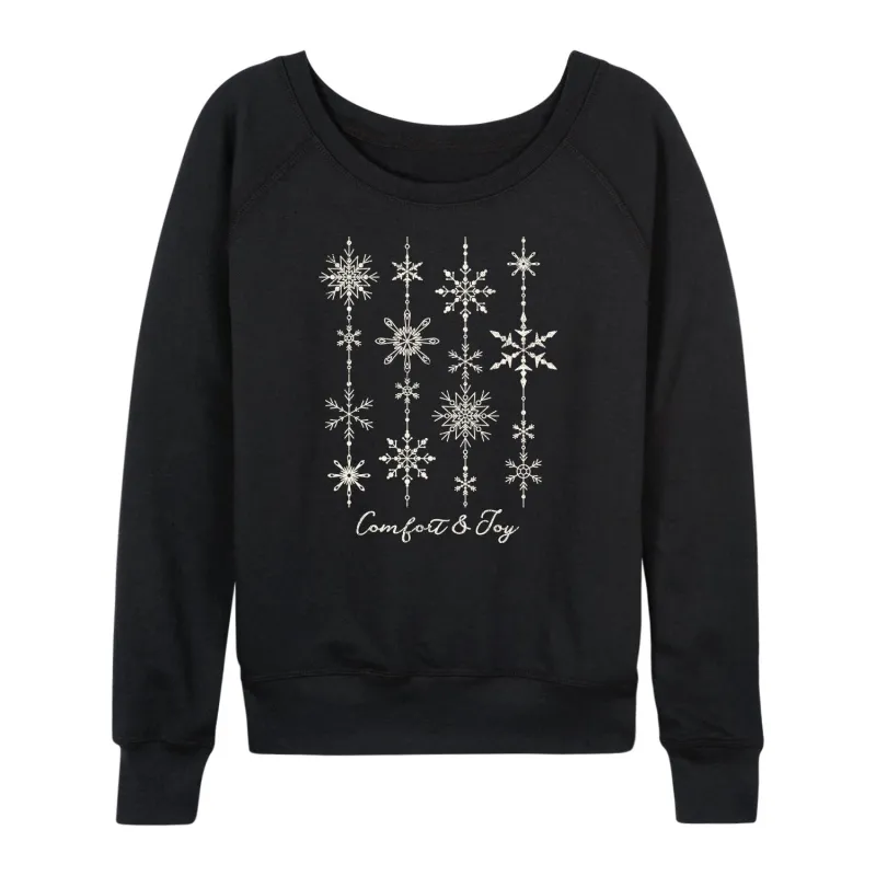 Instant Message - Comfort and Joy Snow - Women's French Terry Long Sleeve Pullover made by Zulily