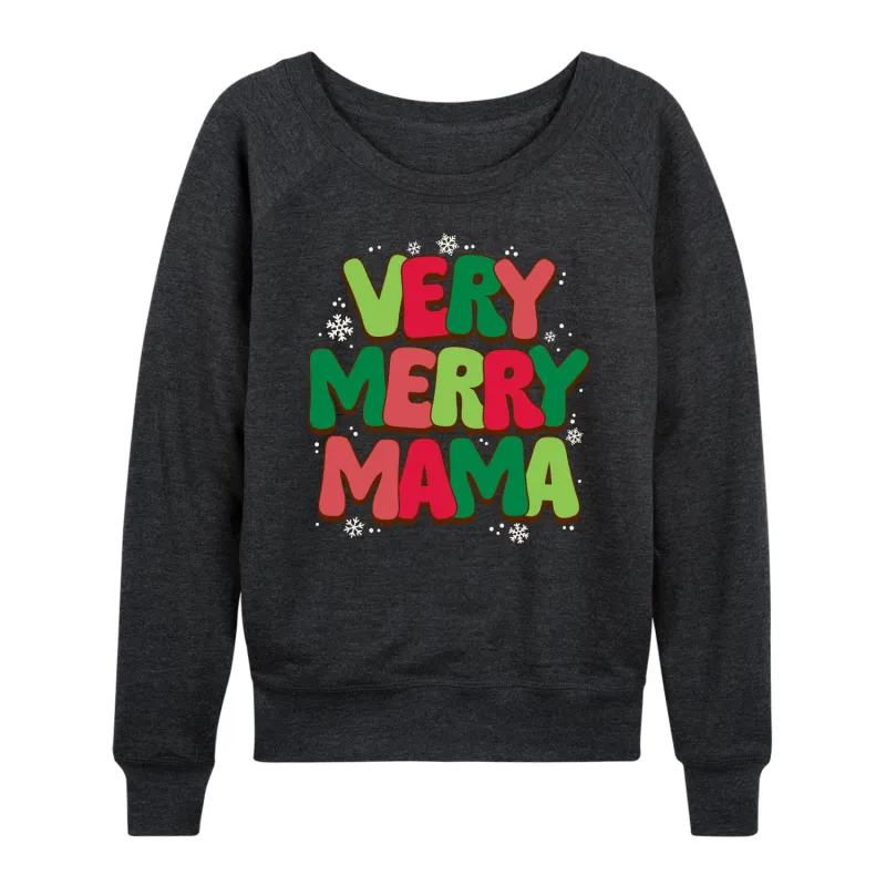 Instant Message - Very Merry Mama - Women's French Terry Long Sleeve Pullover sold by Zulily