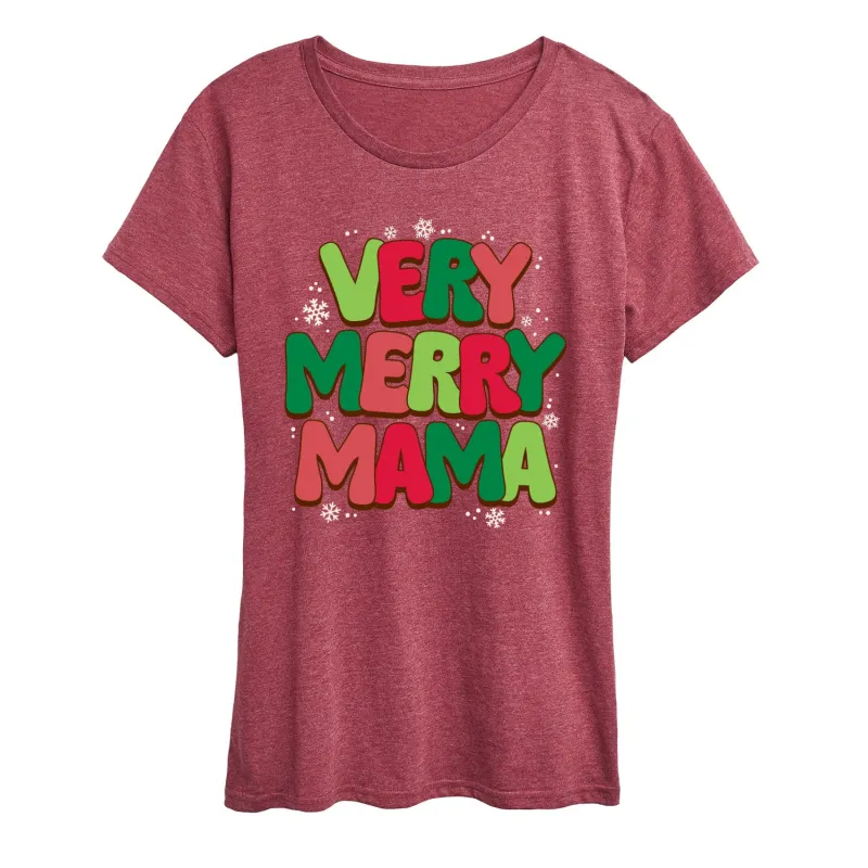 Instant Message - Very Merry Mama - Women's Short Sleeve Graphic T-Shirt sold by Zulily