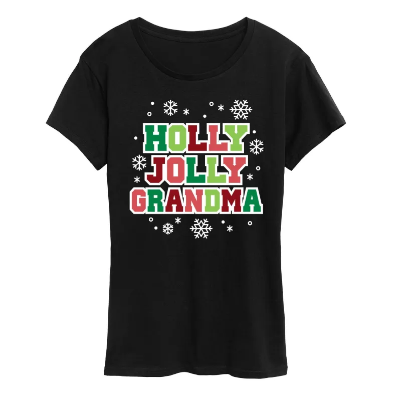 Instant Message - Holly Jolly Grandma - Women's Short Sleeve Graphic T-Shirt sold by Zulily