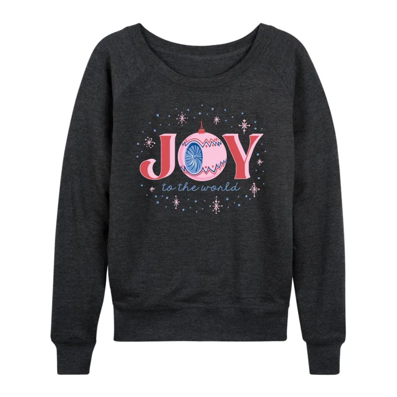Instant Message - Christmas - Joy To The World Sparkle - Women's Lightweight French Terry Long Sleeve Shirt sold by Zulily