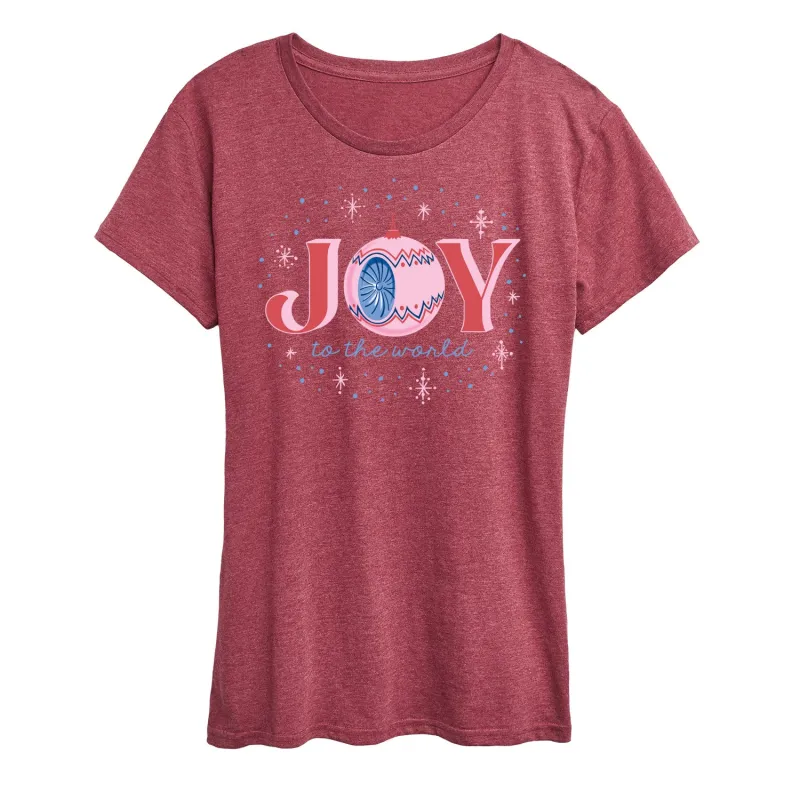 Instant Message - Christmas - Joy To The World Sparkle - Women's Short Sleeve Graphic T-Shirt sold by Zulily