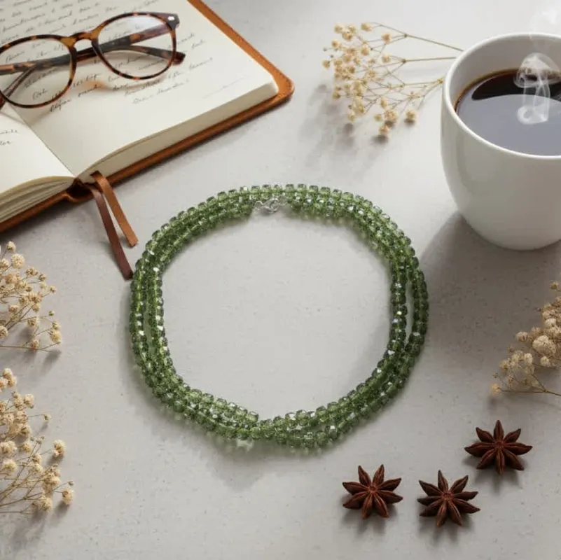 MGR Women's Faceted Peridot Crystal Necklace Long Beaded Necklace sold by Zulily