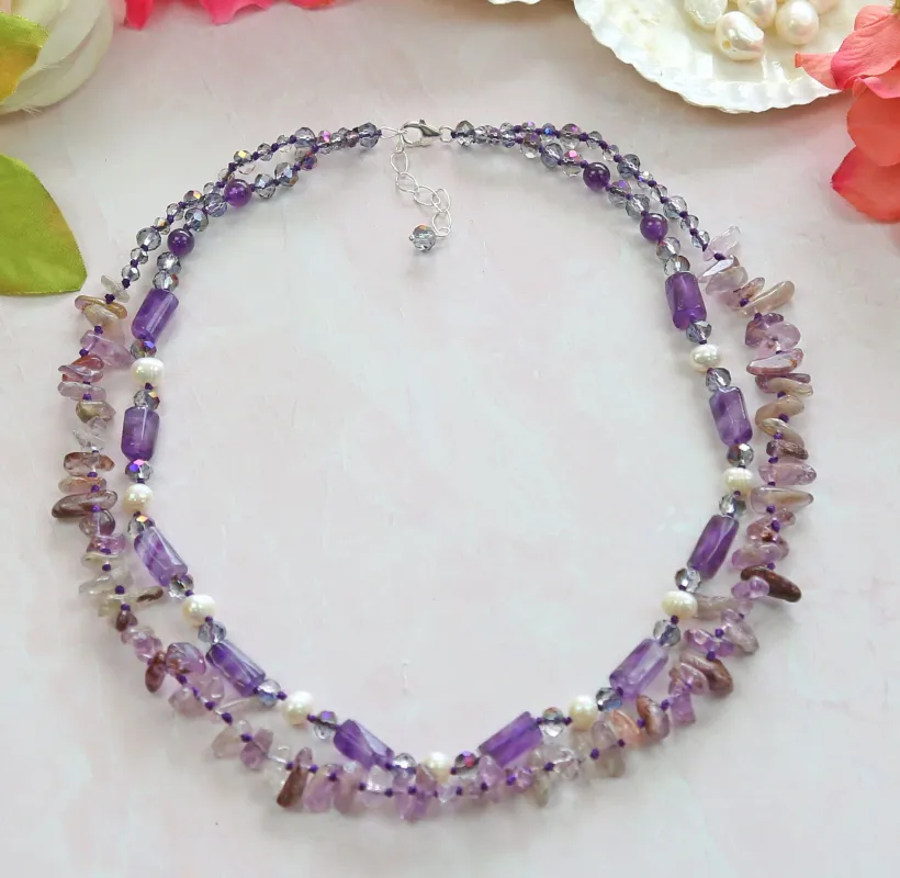 MGR Women's Amethyst Double Strand Necklace sold by Zulily