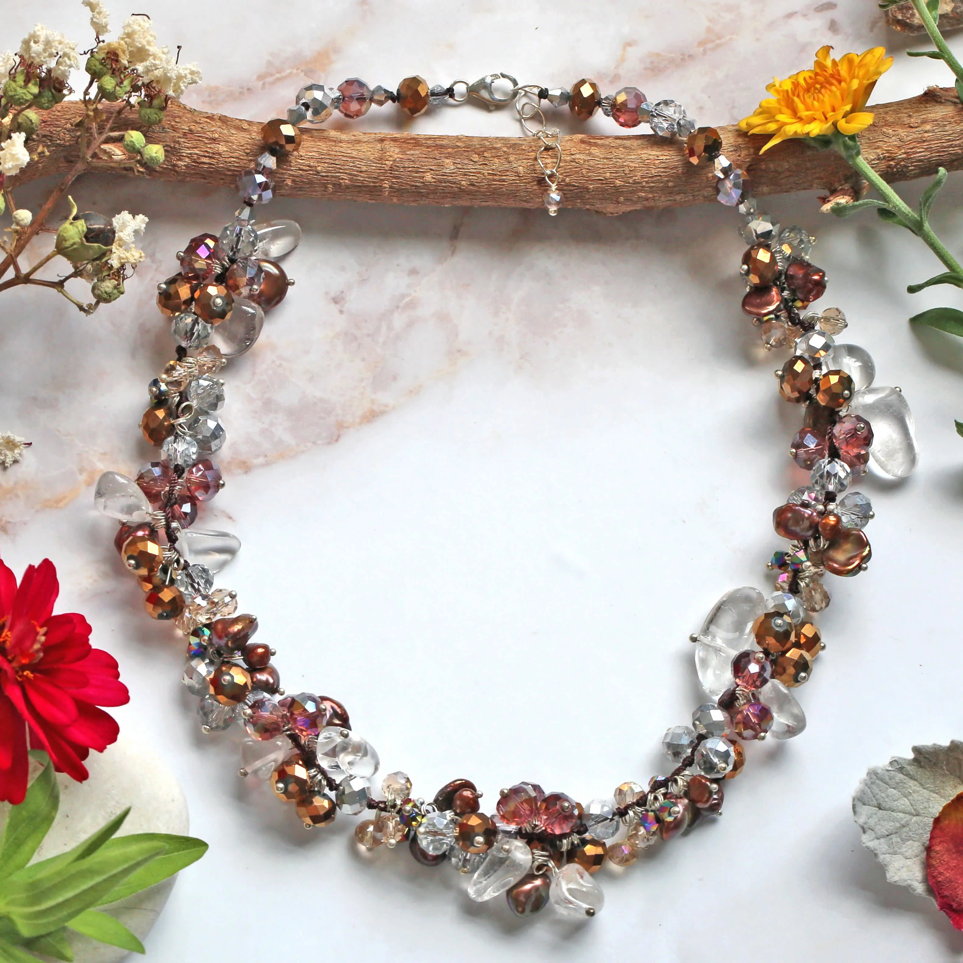 MGR Women's Elegant Gemstones and Crystal Glass Bead Necklace & Bracelet Jewelry Set sold by Zulily