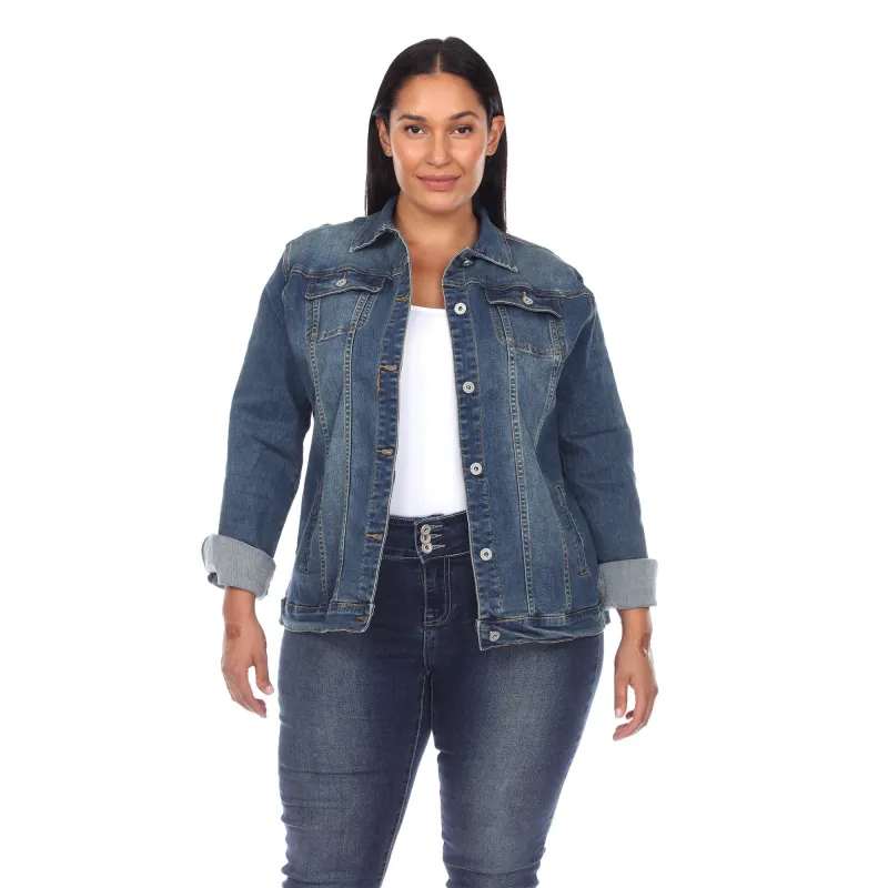 White Mark Women's Plus Size Classic Denim Jacket sold by Zulily