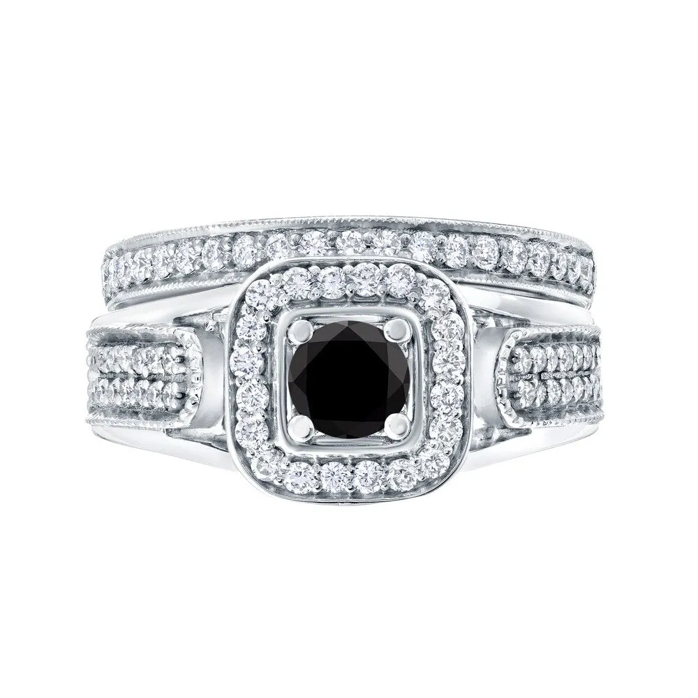Auriya 3/4ctw Halo Black Diamond Engagement Ring Set 14k Gold sold by Zulily product image thumbnail 4