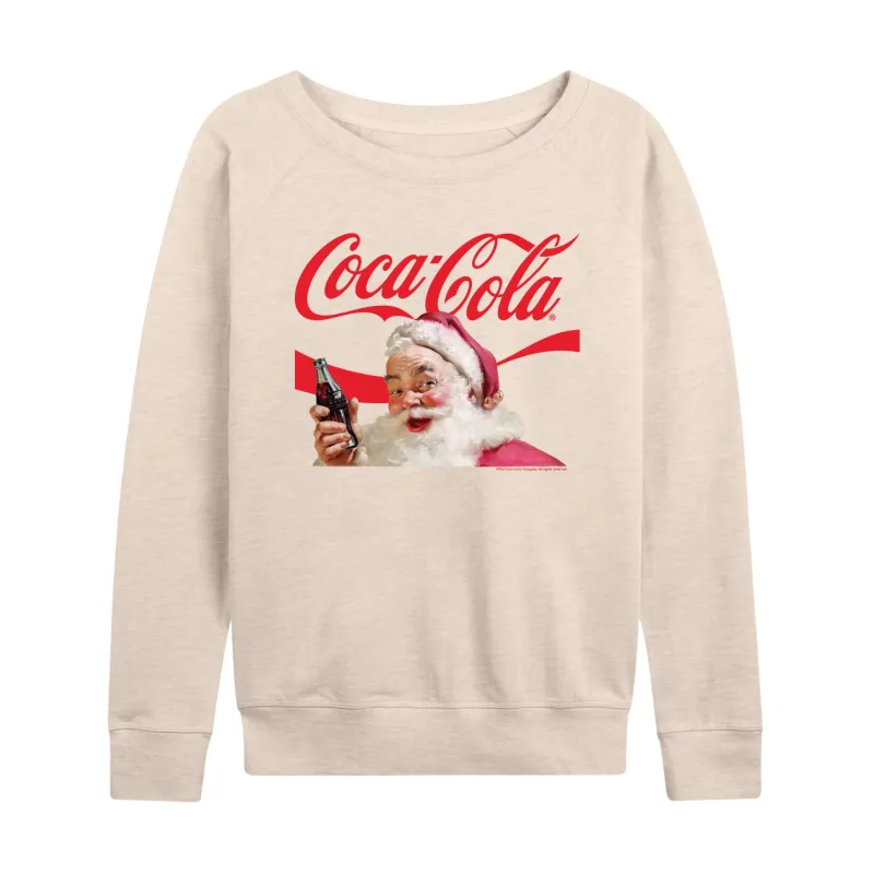 Coca-Cola - Santa Closeup - Women's French Terry Long Sleeve Pullover made by Coca-Cola