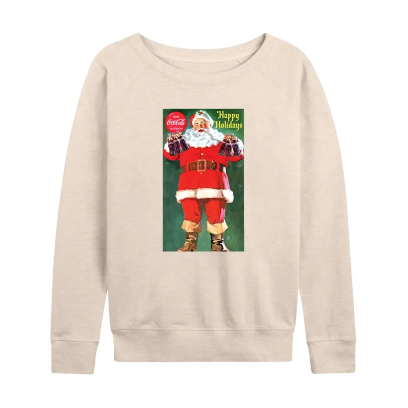 Coca-Cola - Vintage Santa With Coke Bottles - Women's French Terry Long Sleeve Pullover sold by Zulily