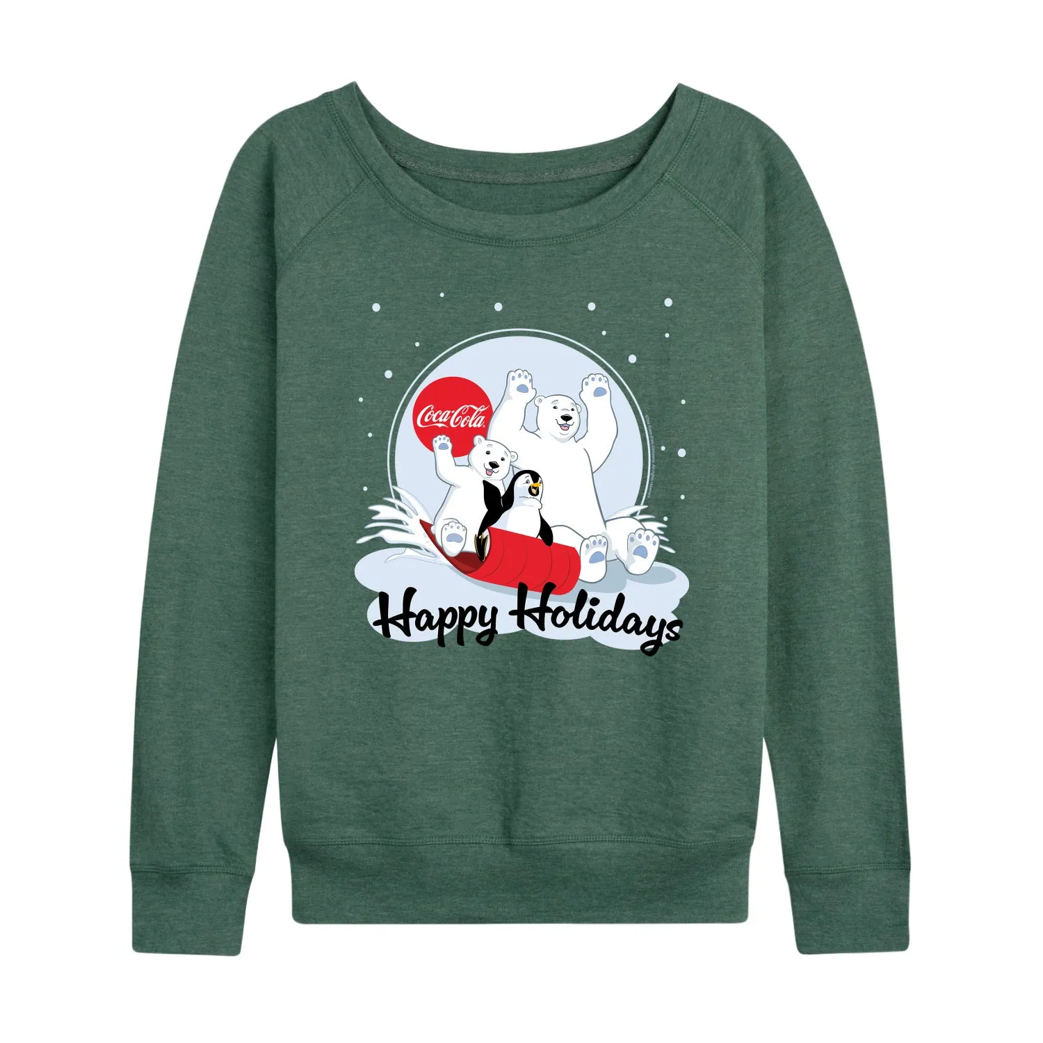 Coca-Cola - Happy Holiday Sled - Women's French Terry Long Sleeve Pullover sold by Zulily