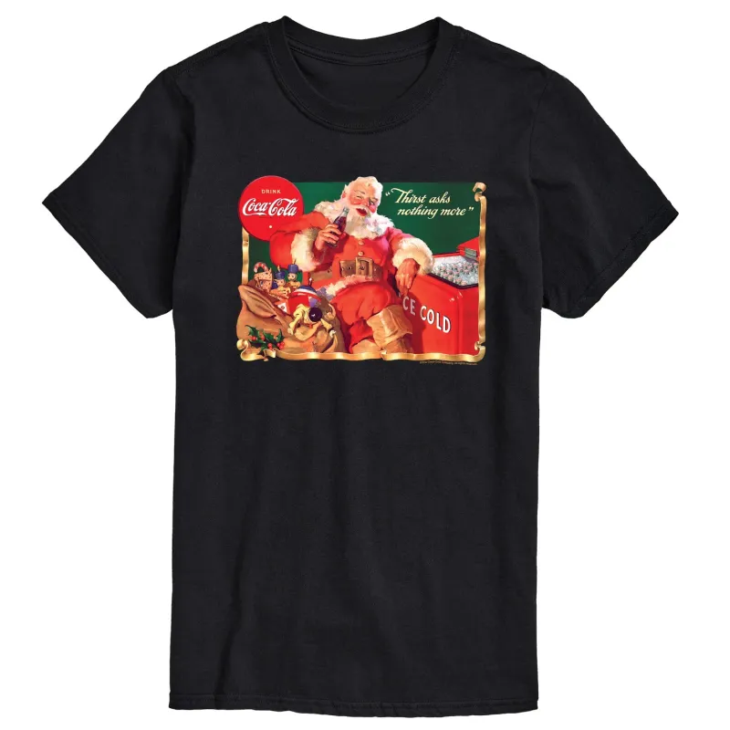Coca-Cola - Santa at Coke Cooler - Men's Short Sleeve Graphic T-shirt made by Coca-Cola