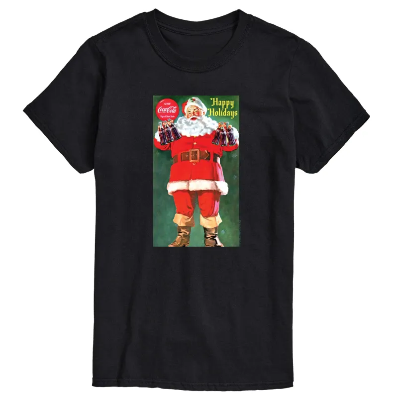 Coca-Cola - Santa with Coke Bottles - Men's Short Sleeve Graphic T-shirt made by Coca-Cola