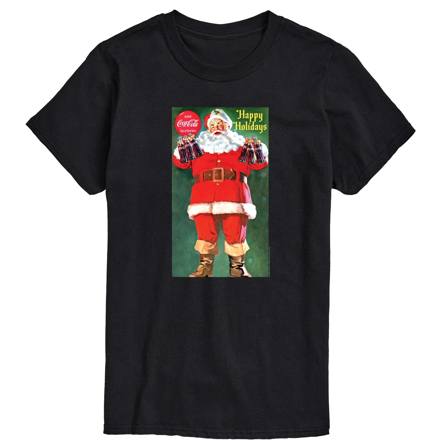 Coca-Cola - Santa with Coke Bottles - Men's Short Sleeve Graphic T-shirt sold by Zulily