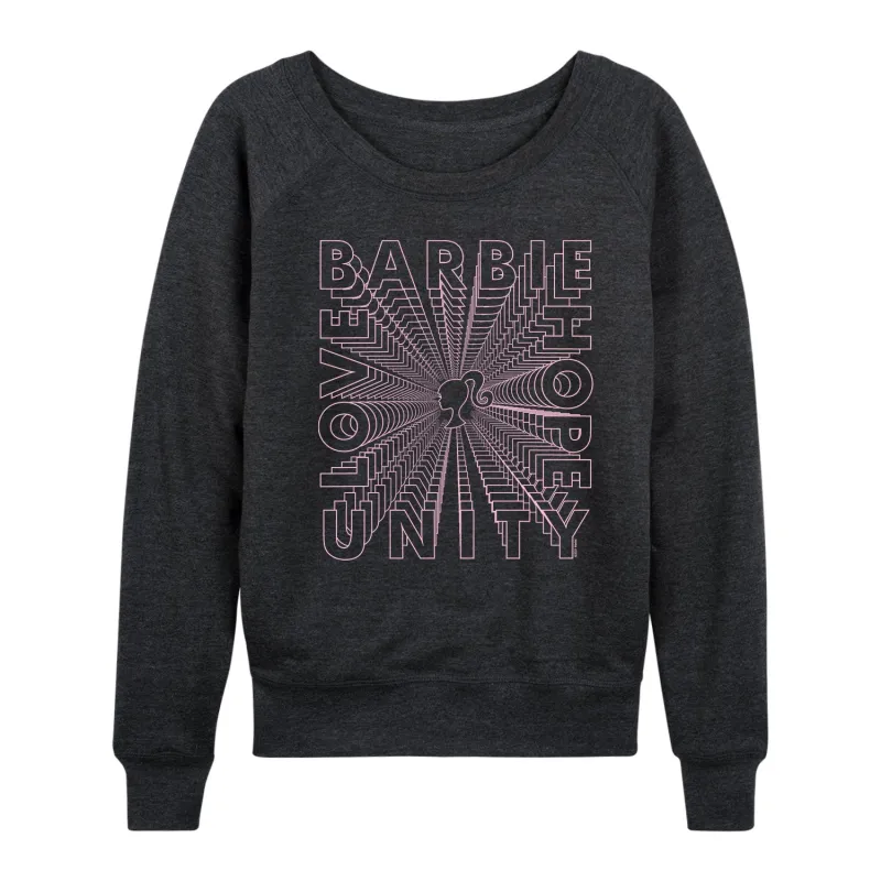 Barbie - Barbie Hope Unity Love - Women's Lightweight French Terry Long Sleeve Shirt sold by Zulily
