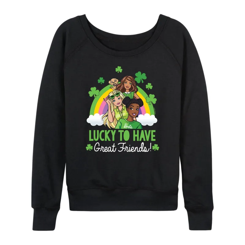 Barbie - Lucky To Have Great Friends - Women's Lightweight French Terry Long Sleeve Shirt sold by Zulily