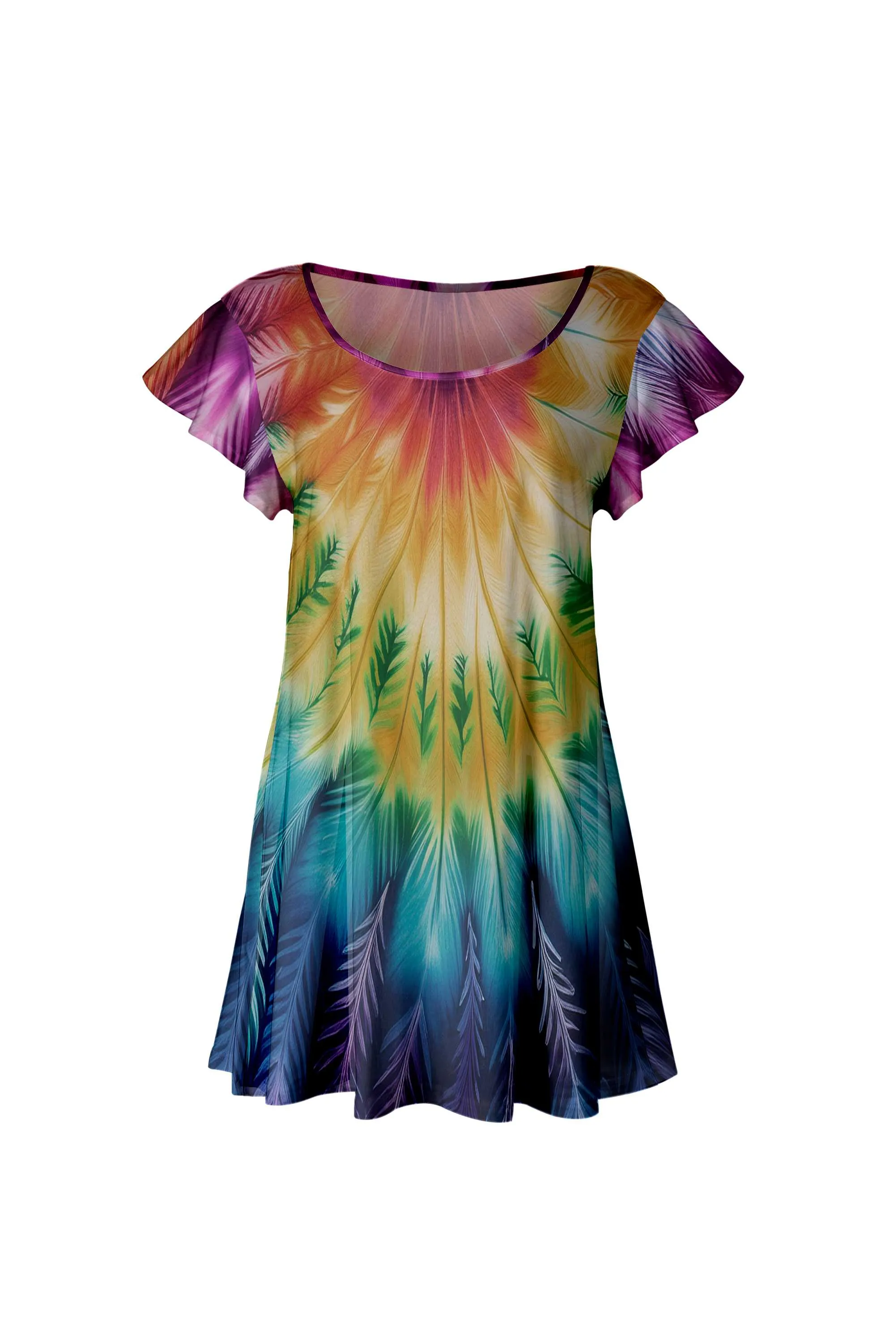 Lily by Firmiana Women’s Short Sleeve Flutter Hem Tunic Top Purple & Yellow Tie Dye sold by Zulily product image thumbnail 2