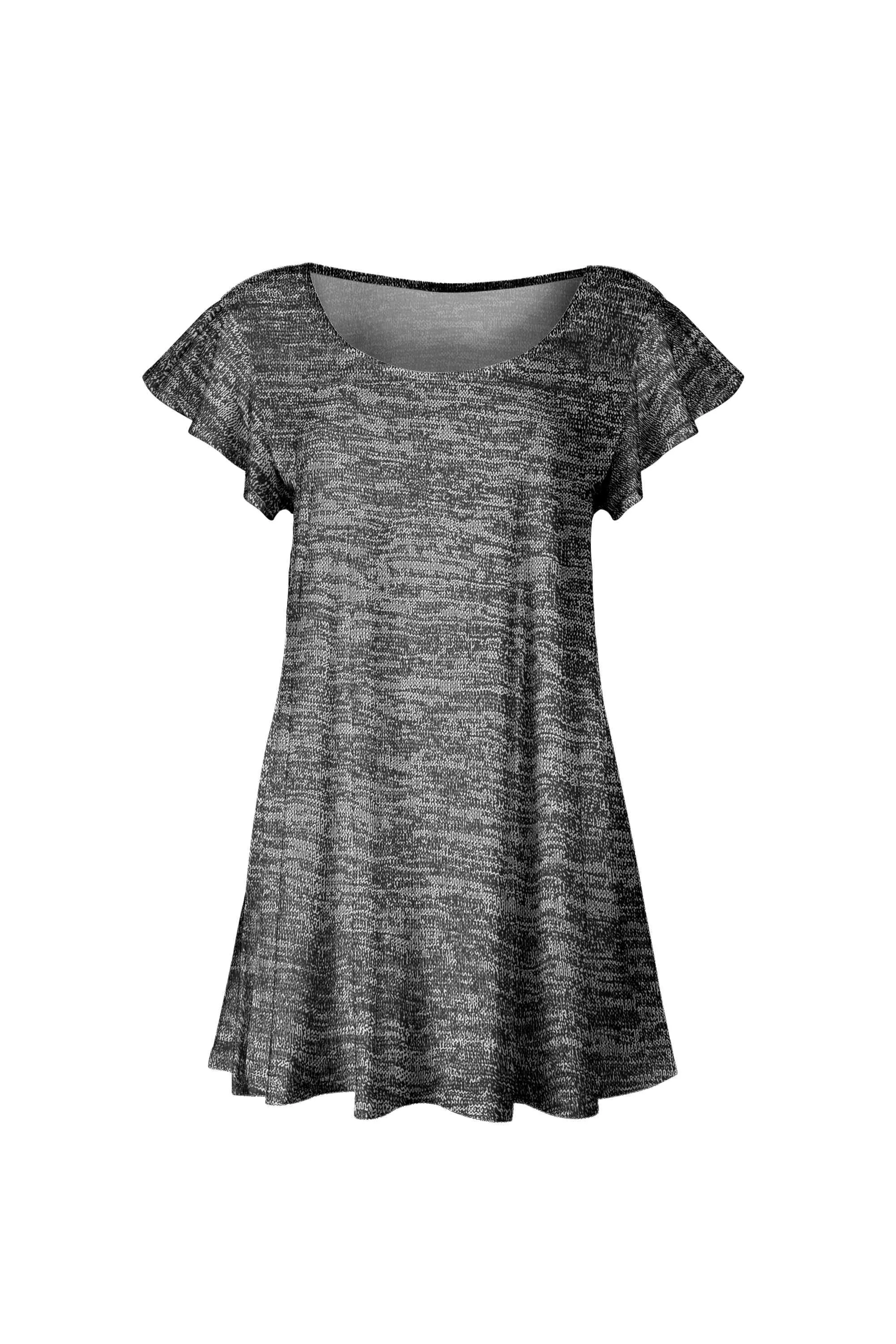 Lily by Firmiana Women’s Short Sleeve Flutter Hem Tunic Top Gray Heather Knit sold by Zulily product image thumbnail 3