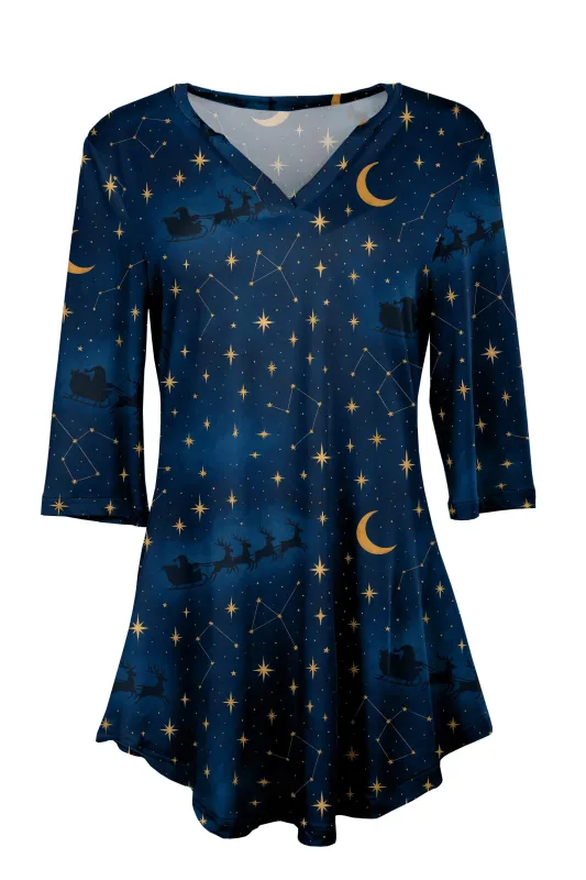 Lily by Firmiana Women’s Navy Night Sky Moon and Stars Print sold by Zulily