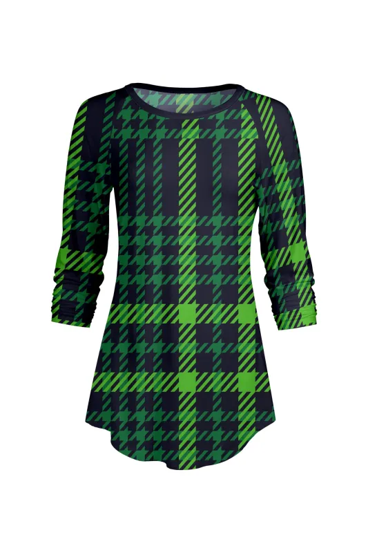 Lily by Firmiana Women’s ¾ Sleeve Scoop Neck Tunic Top Green Plaid sold by Zulily