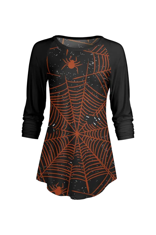 Lily by Firmiana Women’s ¾ Sleeve Scoop Neck Tunic Top Halloween Spider Web sold by Zulily