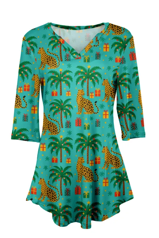 Lily by Firmiana Women’s Blue & Yellow Palm Tree Holiday Print sold by Zulily