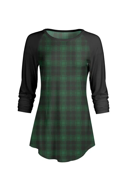 Lily by Firmiana Women’s ¾ Sleeve Scoop Neck Tunic Top Green Plaid Tunic sold by Zulily