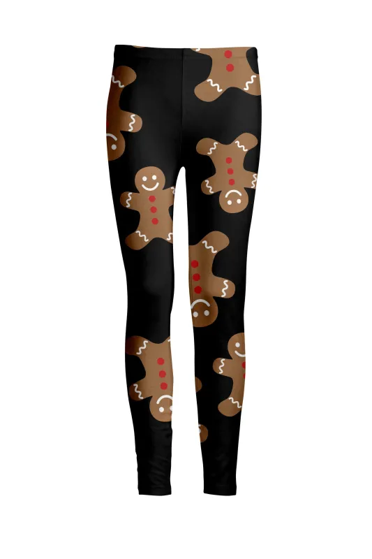 Lily by Firmiana Women's Medium Rise Printed Legging Black and Red Gingerbread Toss Print sold by Zulily