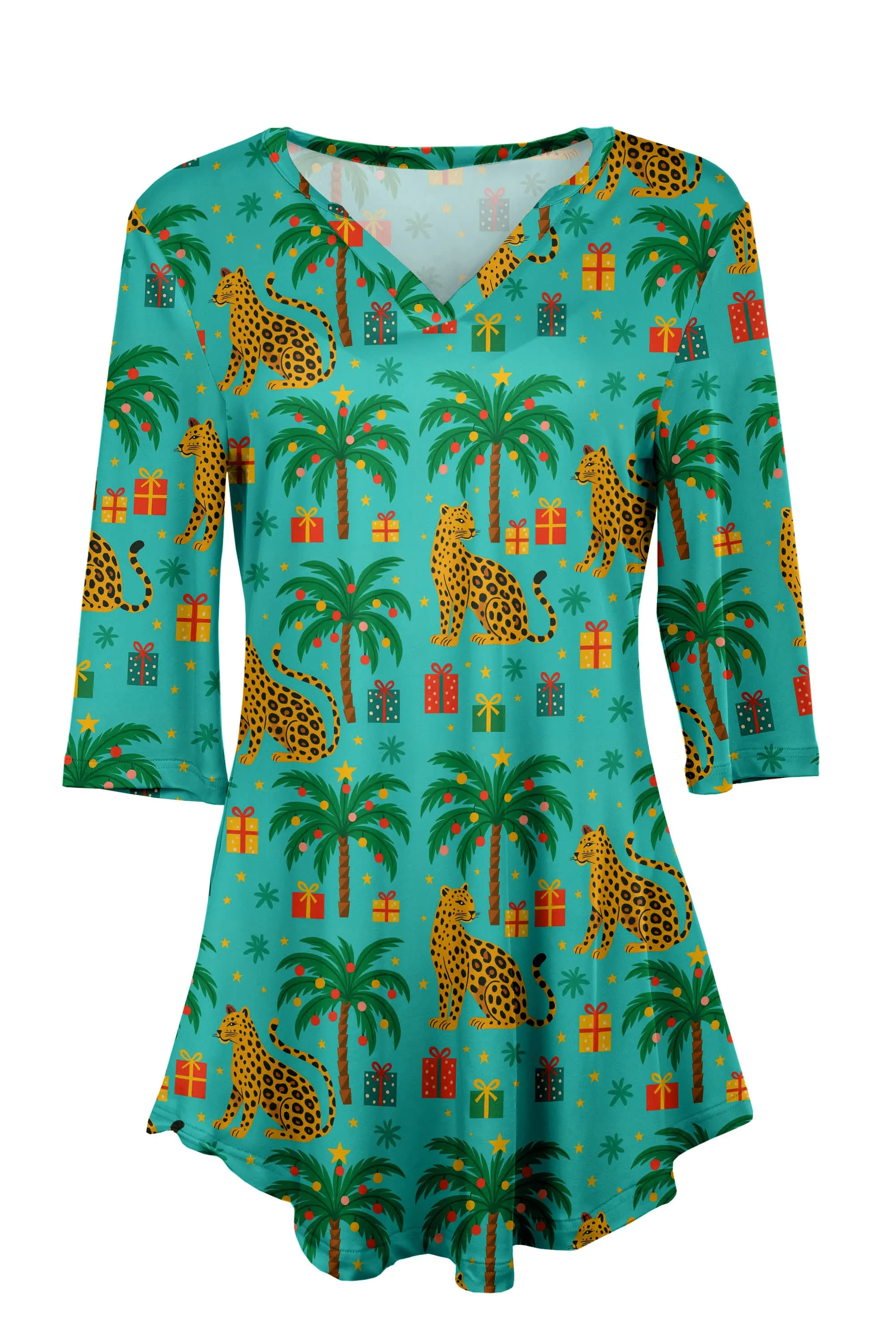 Lily by Firmiana Women’s Blue & Yellow Palm Tree Holiday Print sold by Zulily product image thumbnail 3