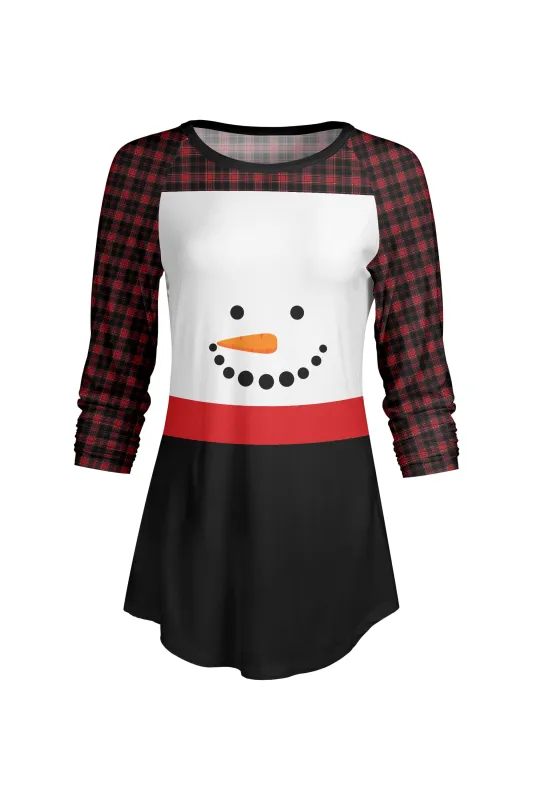 Lily by Firmiana Women’s ¾ Sleeve Scoop Neck Tunic Top Black & White Snowman Tunic sold by Zulily