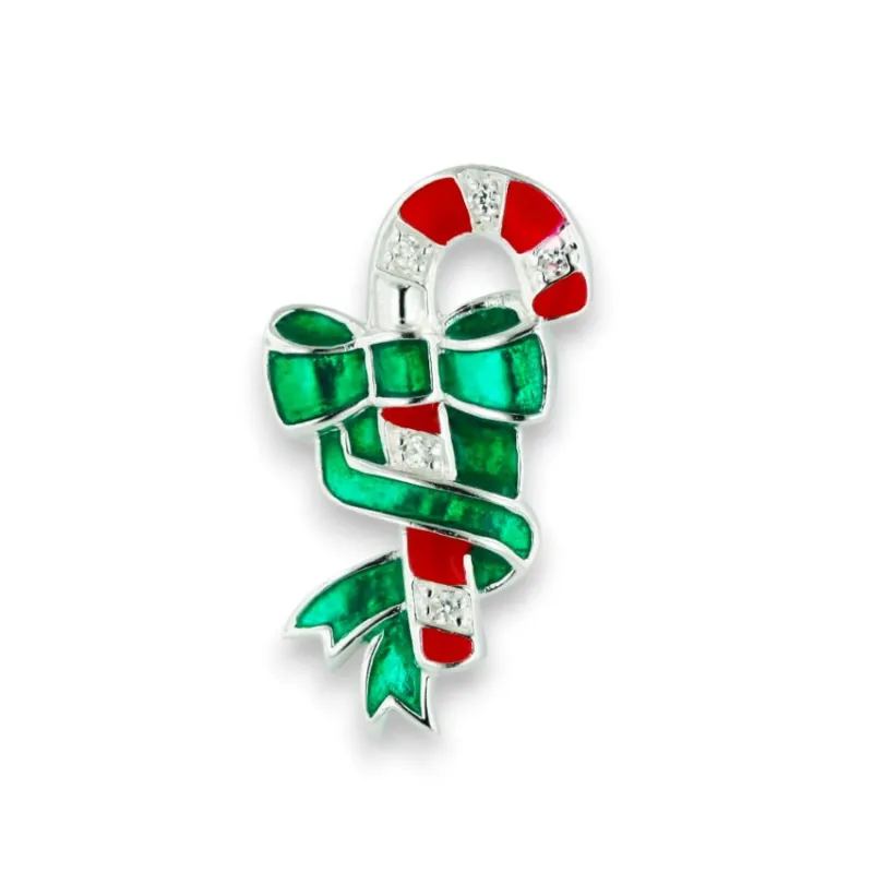 Vera & Co Women Sterling Silver Candy Cane with Ribbon Charm Necklace 18 inches sold by Zulily