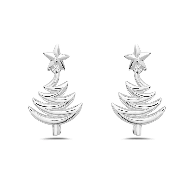 Vera & Co Women Sterling Silver Christmas Tree with Star Stud Earring sold by Zulily