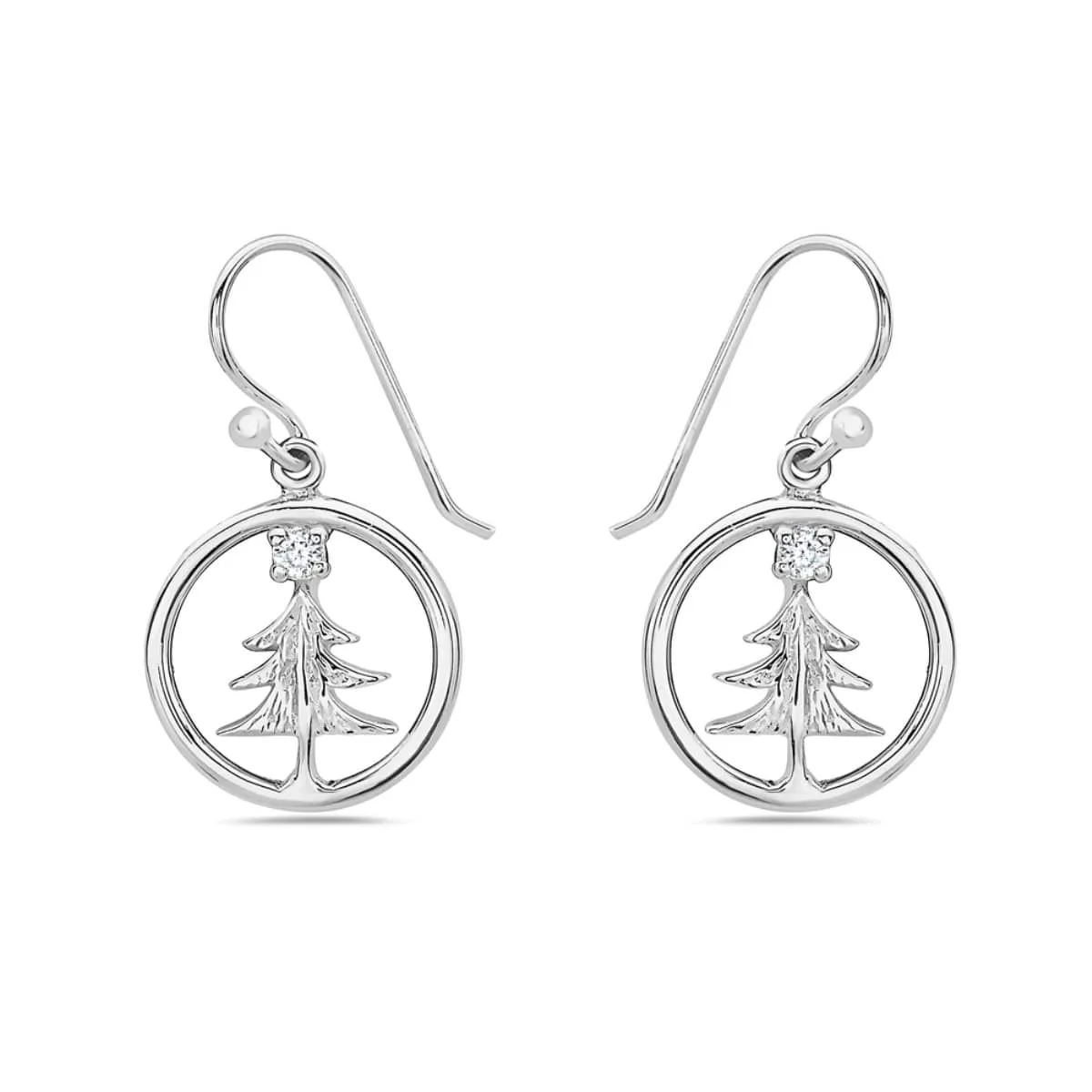 Vera & Co Sterling Silver Christmas Tree with CZ in Circle Dangle Earring for women sold by Zulily