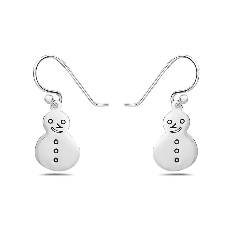 Vera & Co Sterling Silver Women Smiling Snowman Earring made by Zulily