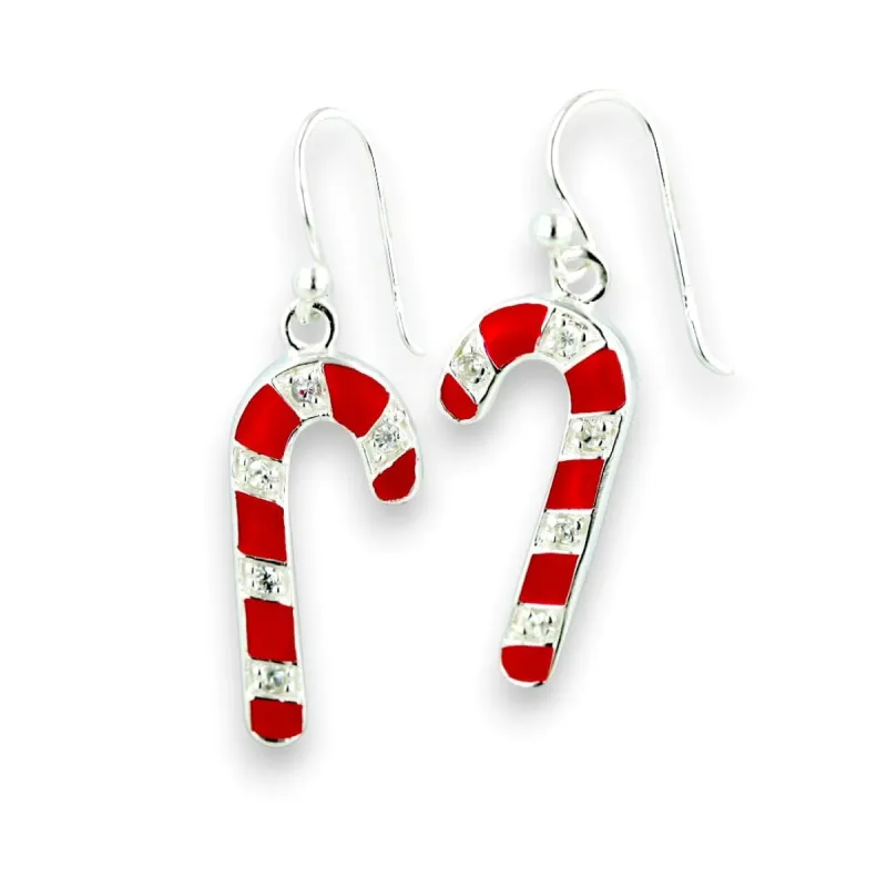 Vera & Co Women Red Enamel Candy Cane Earring sold by Zulily