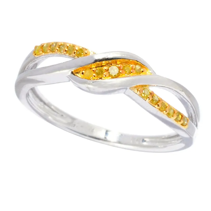 V3 Jewelry Sterling Silver Genuine Yellow Diamond Crossover Ring sold by Zulily
