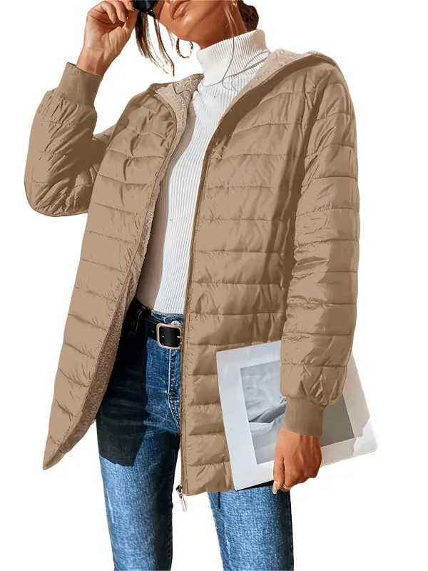 Chic YC Women's Lightweight Packable Quilted Jacket Winter Warm Coat Khaki sold by Zulily