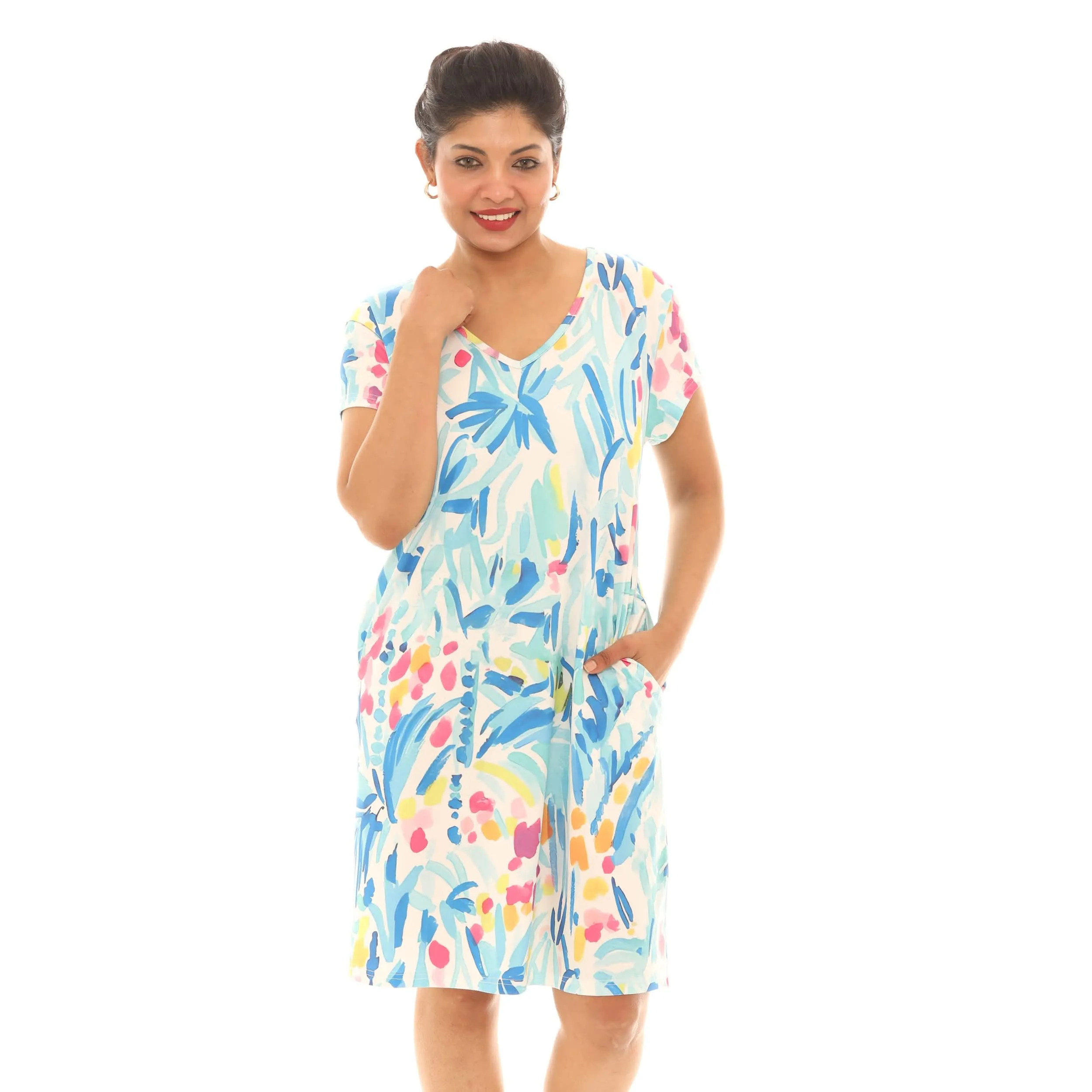 Shoreline Wear UPF 50+ Short Sleeve Tropical Print Pocket Dress sold by Zulily product image thumbnail 2