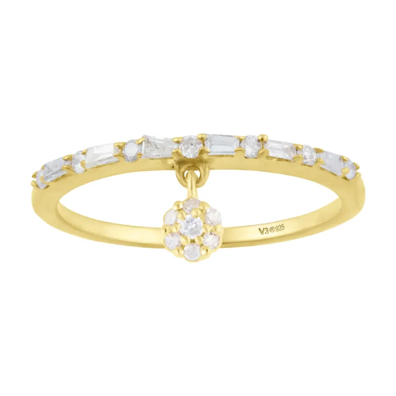 V3 Jewelry V3 Jewelry Real White Diamond Gold Over Sterling Silver Flower Charm Band Ring sold by Zulily